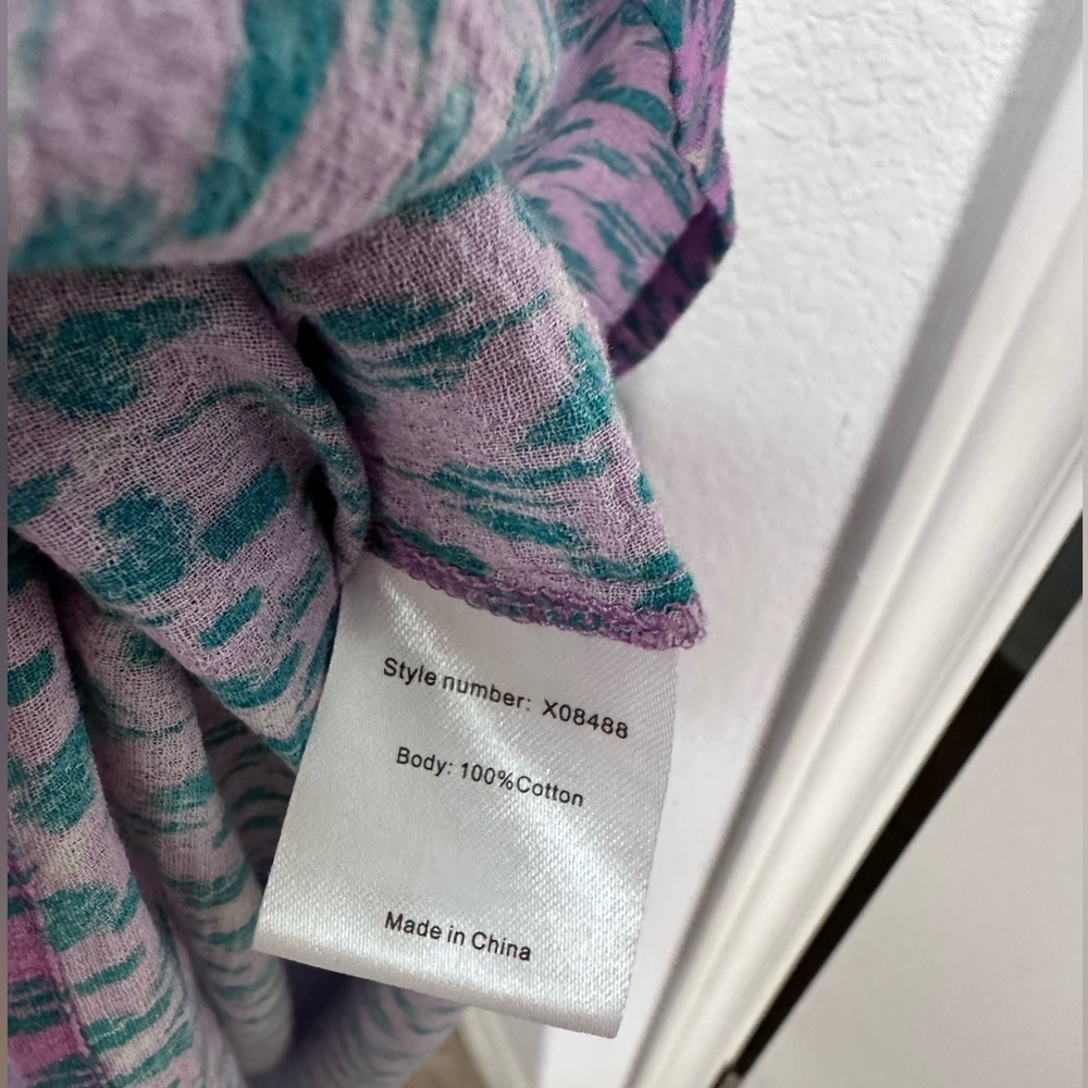 Xirena Olsen Tiered Cotton Midi Dress in Bloomfield Purple Teal Print Size M - Picture 10 of 16